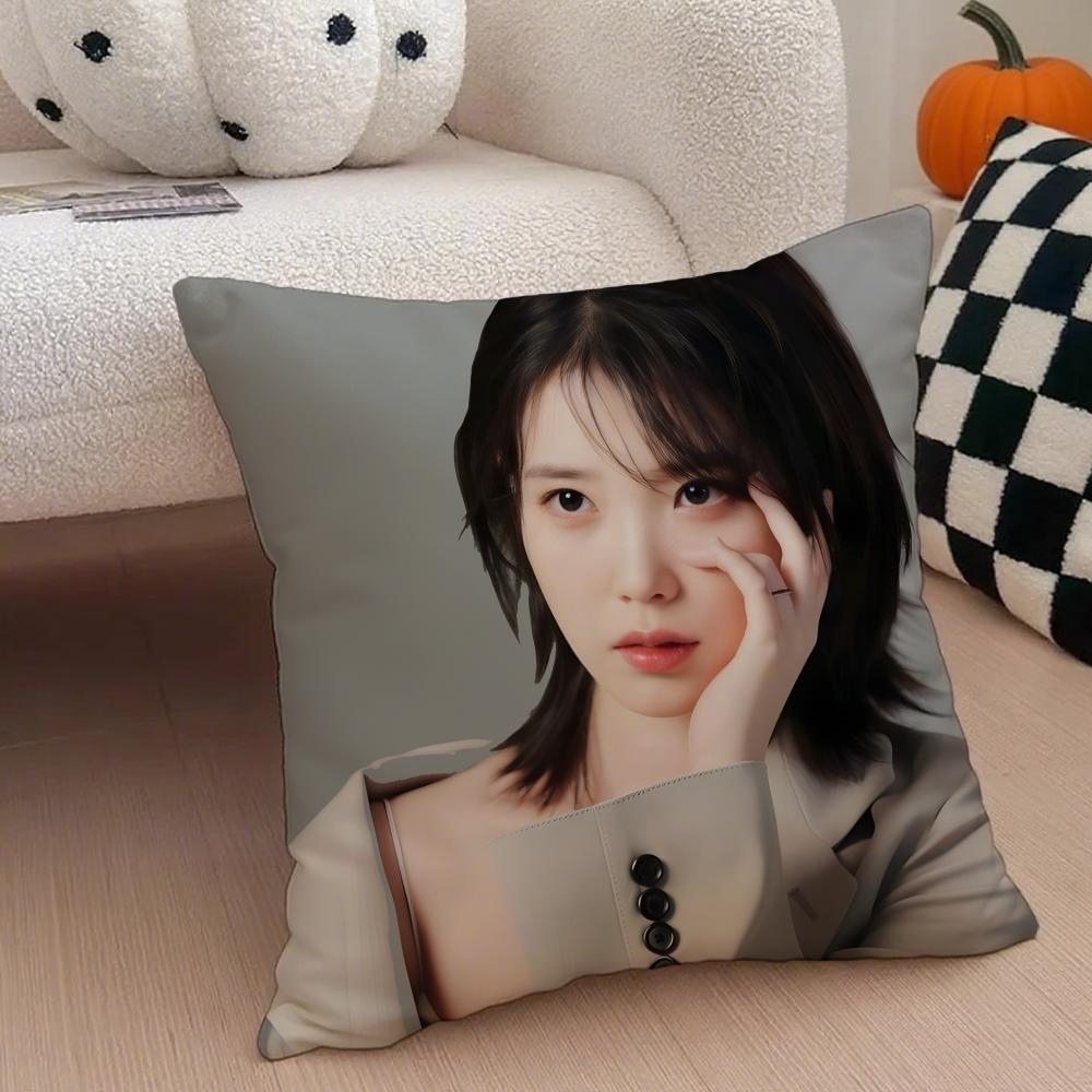 Sweet Korean Singer Beautiful Actress IIU Cushion Cover Throw Pillow Cover Hidden Button Durable Polyester Chair Cushion