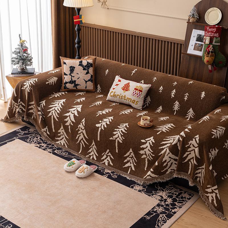 Christmas Festival Decoration Chenille Sofa Cover,All Seasons Blanket Sofa Towel,Living Room Sofa Cover,Anti-cat Scratch Cover