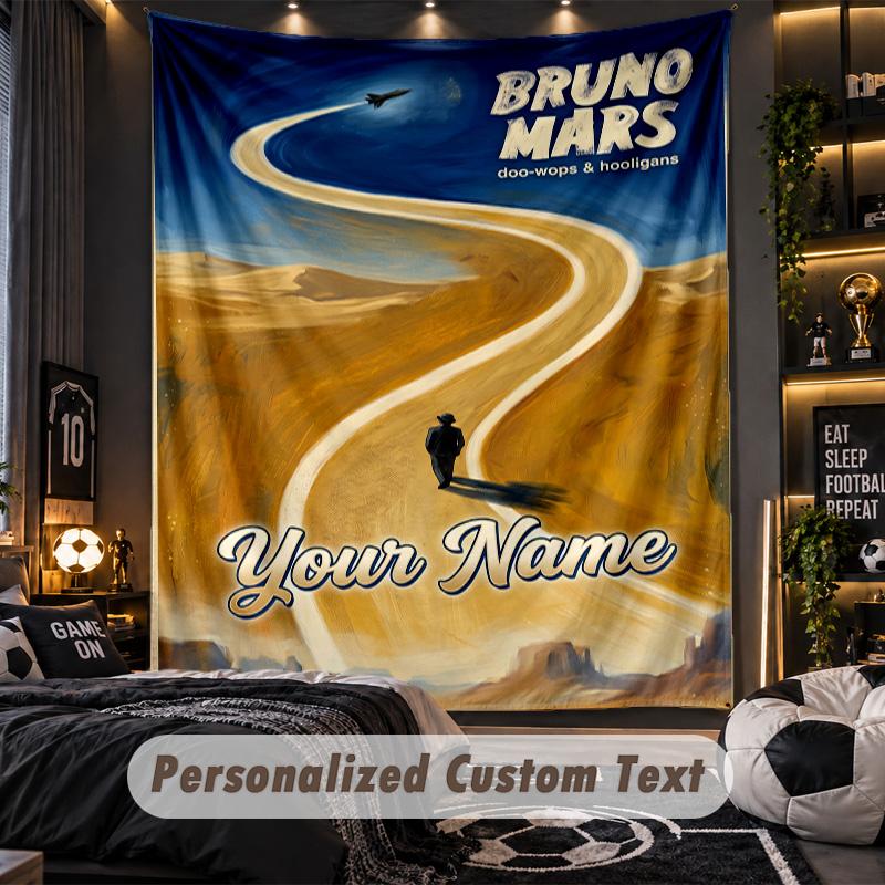 Personalized Wall Tapestry,Bruno Mars Custom Printed Name, Fabric Wall Art For Indoor Room Backdrop