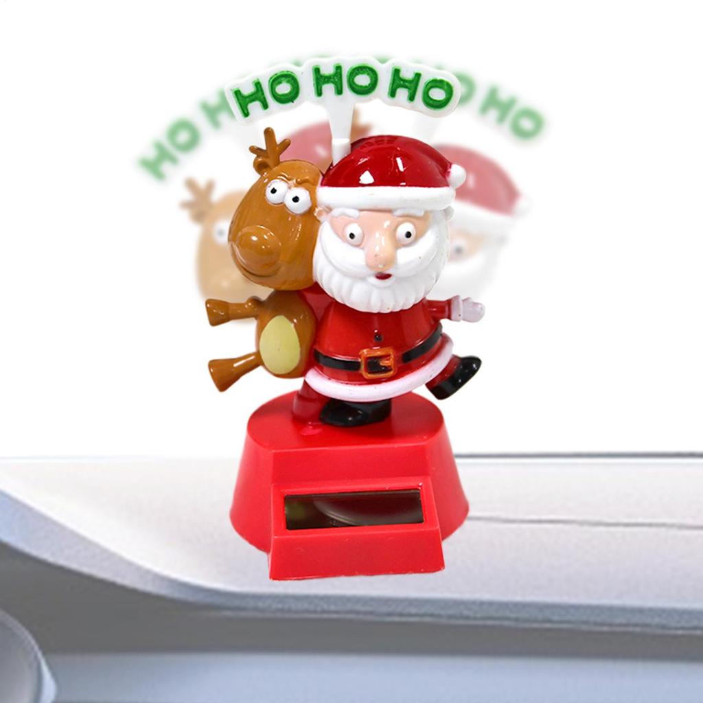 Car Dashboard Decorations Solar-Powered Swinging Deer Santa Claus Dashboard Figurines Adorable Collectible Statue CarDecorations