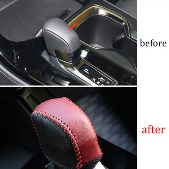 Red&Black Leather Central Gear Shift Knob Cover Trim For Lexus NX250 350 22-23