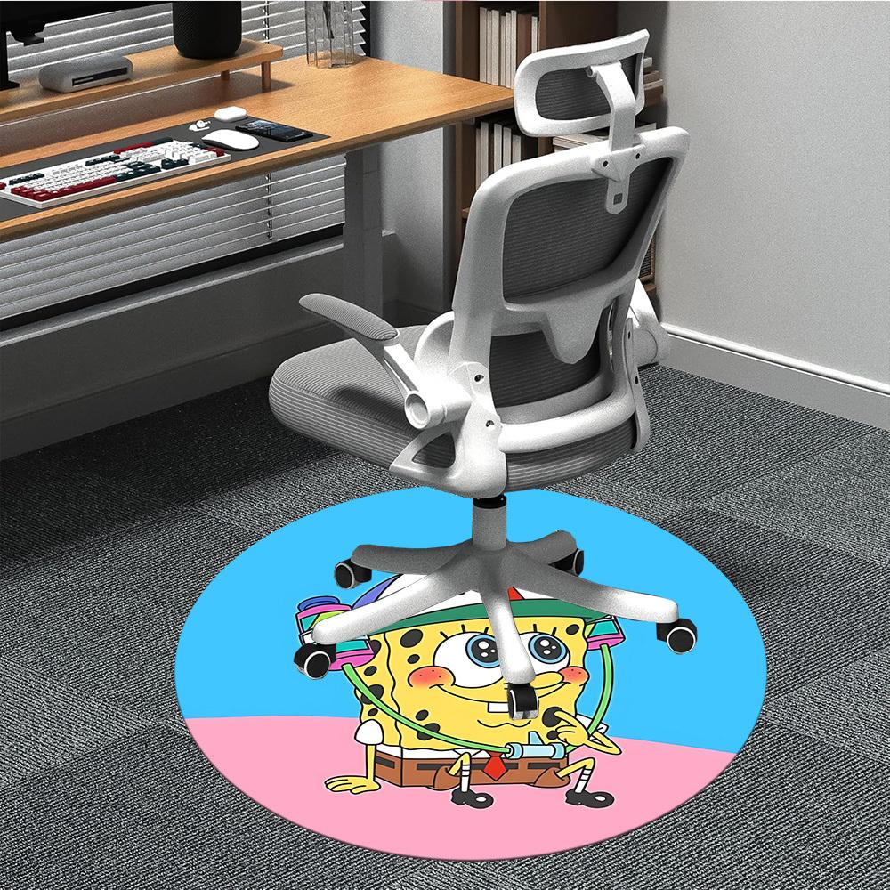 

1pcSpongebob Office Round Area Rug, Indoor Mat Suitable For Office, Under Office Chairs Bedroom Living Room Home Decor, Room Deco130 80cm by 80cm