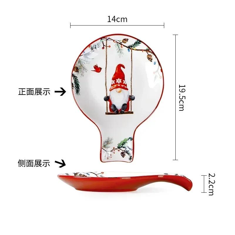 Exquisite Ceramic Plate Christmas Decoration Dinner Plate Healthy Underglaze Color Salad Plate Kitchen Tableware Accessories