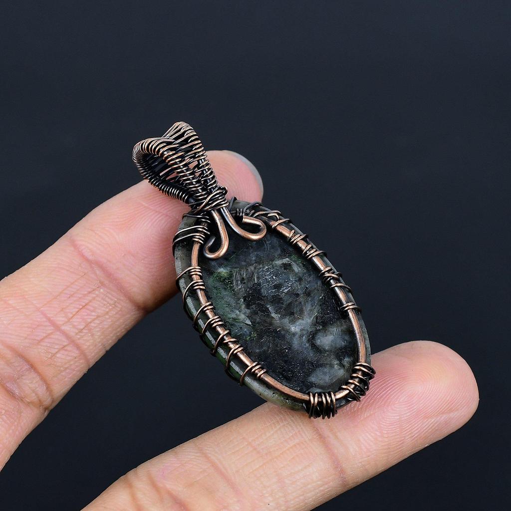 Larvikite Pendant Handmade Gemstone Jewelry, 999 Copper Wire Wrapped Pendant ,Unique Design Jewelry Pendant
