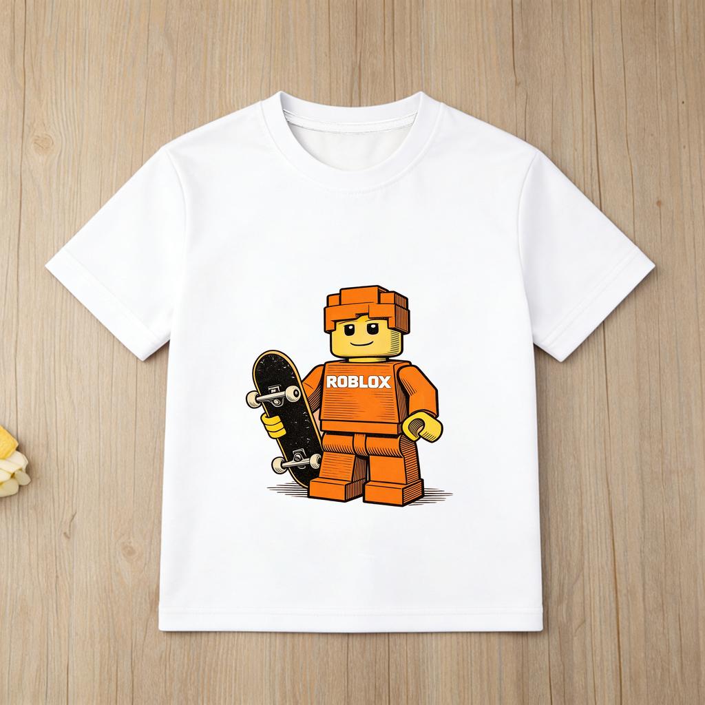 Roblox RRix Cartoon Print Kids TShirt Cool Game Character Short Sleeve Casual Tops for Boys Girls