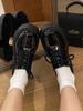 Women's 2024 Black British-Style Lace-Up Leather Shoes: Round Toe, Thick Sole, Patent Mid-Heel for Autumn.