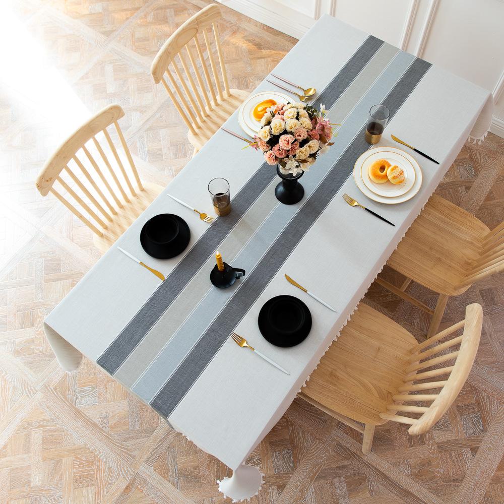 Simple Tablecloth Color Matching Embroidered Tablecloth Household Coffee Table Mat Tablecloth Table Mat
