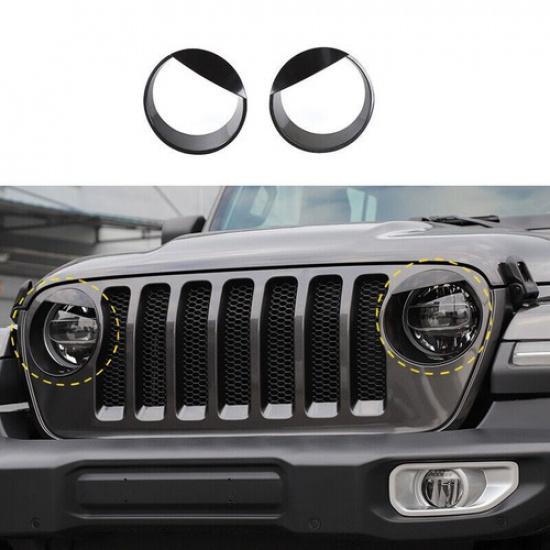 2018- Jeep Wrangler JL Sport Front Headlight Cover Ert Eye Bezels | Black | Self-Adhesive | 1 Year Manufacturer Warranty