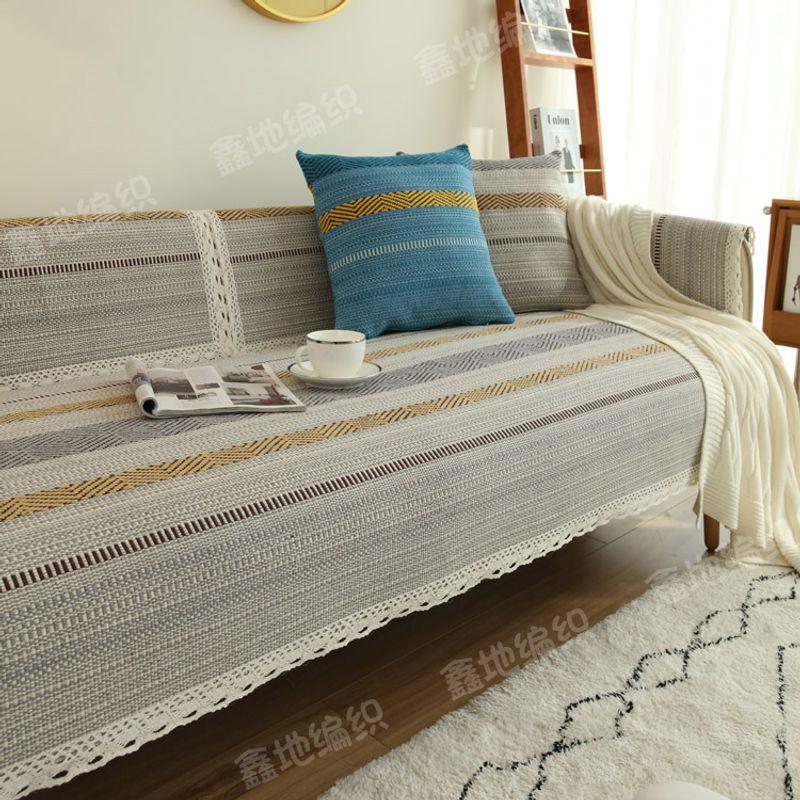 

All Year Round Neutral Cotton Linen Sofa Cushion Fabric Old Coarse Cloth Linen Non-Slip New Sofa Towel Slipcover Anti-Static Grey 45*45cm (custom shoot this)
