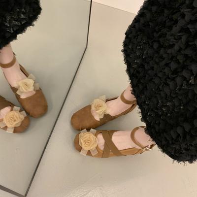 Retro Flower Ballet Shoes Women's Spring New Shallow Mouth Strap Single Shoes Mary Jane Shoes
