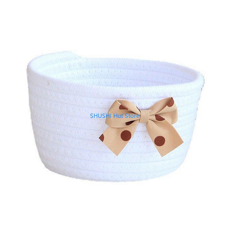 

Simple Cotton Rope Storage Basket Nordic Cabinet Basket Handmade Woven Bathroom Hampers Plant Basket D57B белый