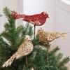 Clip per Uccellino di Natale in Schiuma con Glitter, Paillettes e Perle, Uccellino Scavato Scintillante, Clip Appesa Fissa Leggera