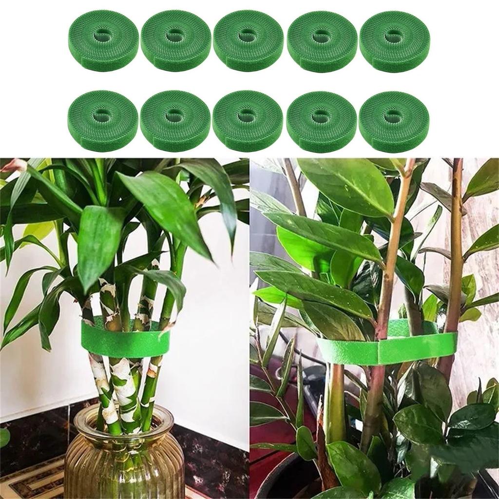 Plant Support 10 Rolls Green Garden Plant Ties Nylon Plant Bandage Garden Hook Loop Cane Wrap Support Garden Accessories
