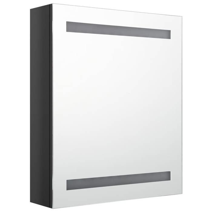 VidaXL Armoire de salle de bain à miroir LED noir brillant 50x14x60 cm 326481