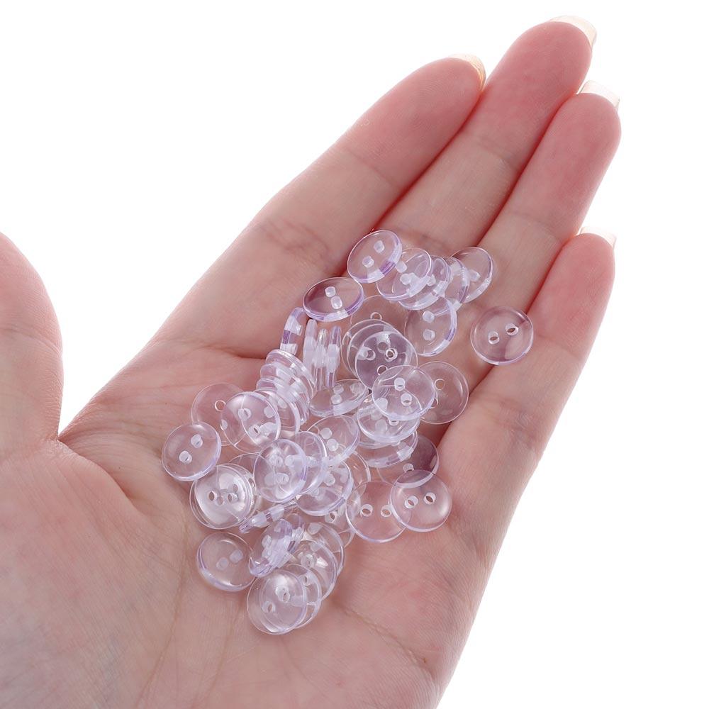 500 PCS Resin Clear  Buttons 10mm 10mm Round Transparent DIY Craft Projects Resin Buttons  Sewing