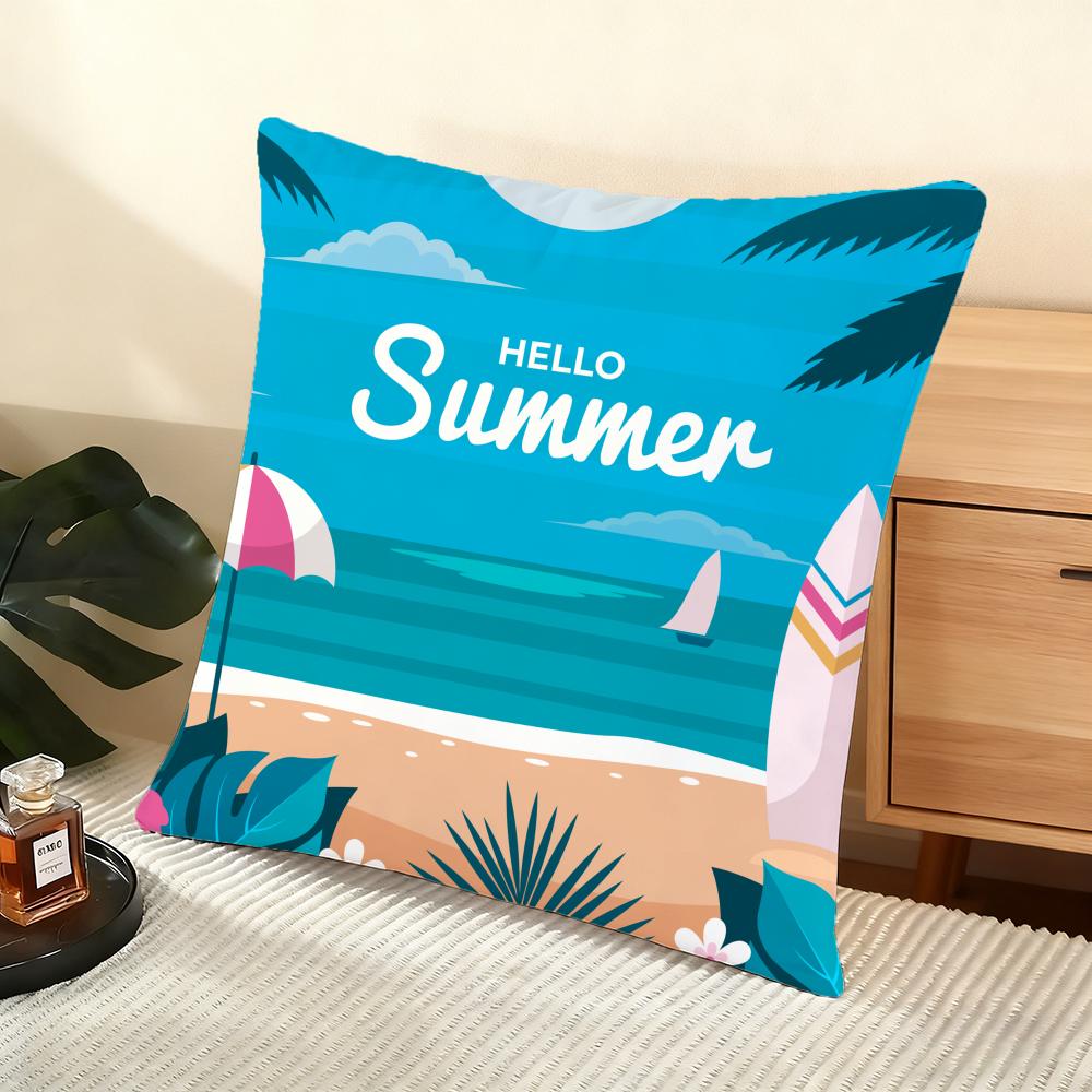 Summer Cushion Cover Soft Short Plush Pillow Cover Smooth Cozy Texture Aesthetic Cushion Case Home Decor
