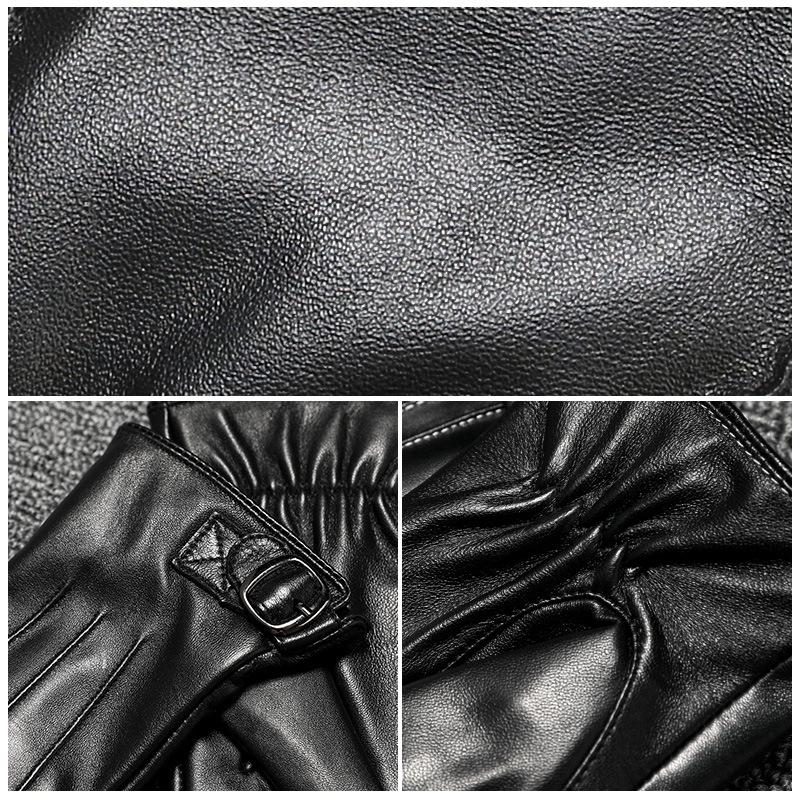 Leather Gloves For Women In With Fleece And Warmth, Sheepskin Touch Screen, Thin Thickened Goatskin, Riding And Driving, Windproof And Cold