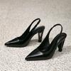 Women's Shoes Black High Heels Muller Sandals Fashion Party Gala Pointed Simple Back Empty High Heels Sandals