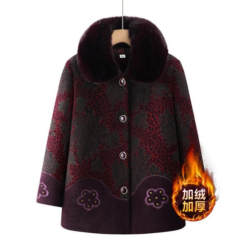 Grandma Mink Fleece Coat Fleece Thickened Medium Elderly Winter Padded Jacket Women's Clothes Mom Mother-in-law Autumn Jacket