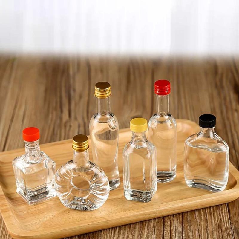 1Pc 50Ml Empty Glass Wine Bottle With Lid Reusable Beverage Bottle Leakproof Alcohol Shot Bottle For Wedding Party Supplies