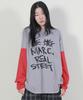 Deumakeu Oversized Real Street Text Long Sleeve T-Shirt Gray