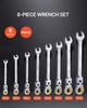 Flex-Head Ratcheting Wrench Set 8 PC Metric 8 mm-17 mm with Roll-up Pouch