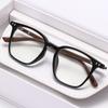 Square Full Frame Glasses Faux Wood Temple Retro Eyewear for Men Women Fashion Daily Use TR90 Lightweight Spectacles