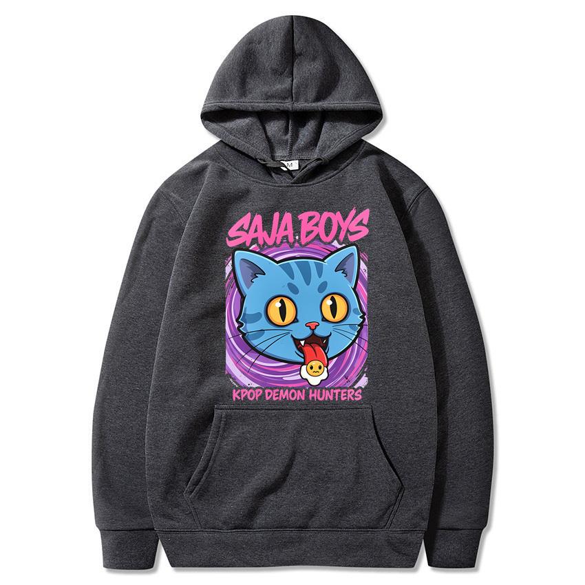 Autumn selling anime cat printed hoodie for daily casual wear solid color sports hoodie fashionable and warm hoodie