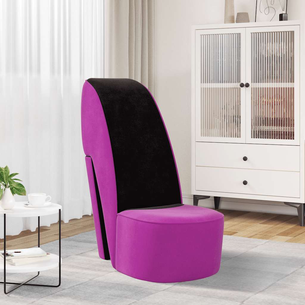 Stool in High Heel Shape Purple Velvet