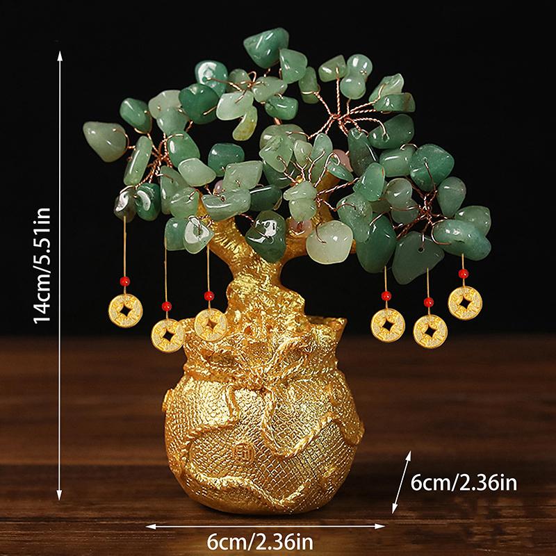Lucky Tree Wealth Yellow  Tree Natural Money Tree Ornaments Bonsai Style Wealth Luck Feng Shui Ornaments Craft