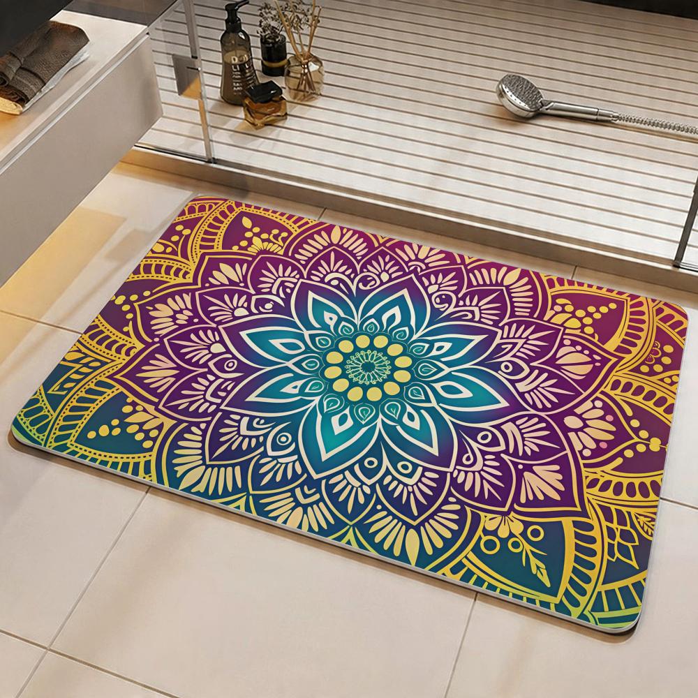 Pattern F-Foreign Pattern Floor Mat Eco Diatomite Antibacterial Odor-Resistant Floor Mat & Drain Pad for Kitchen & Bathroom