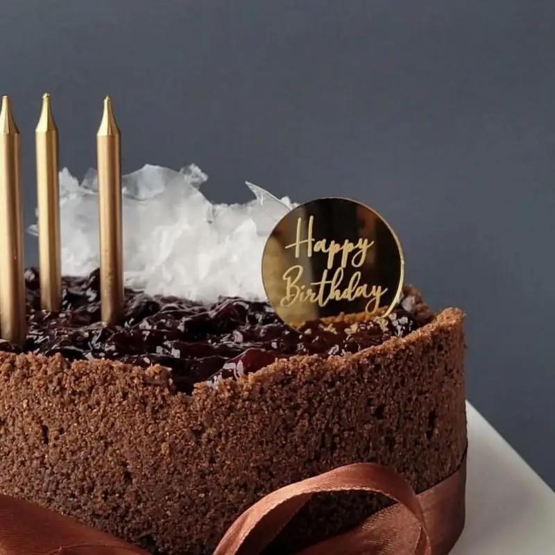 10 ks Toppery na dort Všechno nejlepší k narozeninám Zlaté Zlaté Akrylové Kulaté Toppery na Cupcaky Pro Děti Narozeniny Miminko Party Nástroje na Dekoraci Dortu