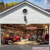 Garage Hot Rods Toile de fond Magasin de Voitures Classiques Américaines Rétro Fond Photo