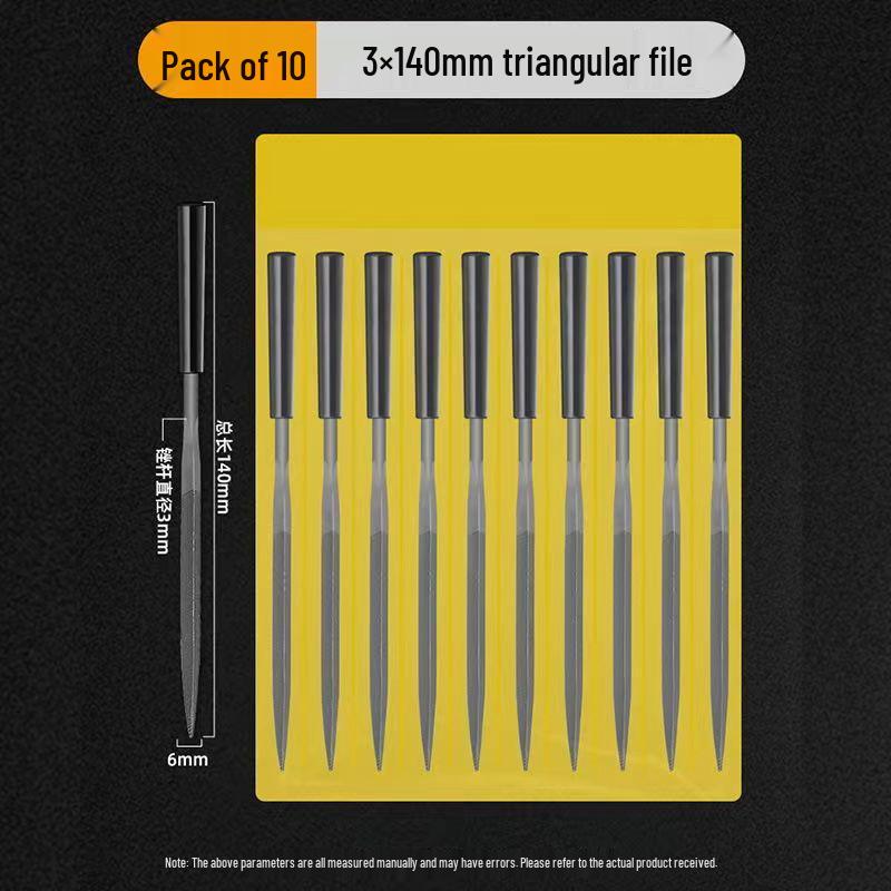 Mini Assorted Steel File Set: Triangular & Flat Files for Metal & Wood Grinding