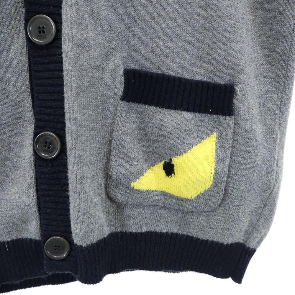 FENDI Made in Italy Cashmere Blend Long sleeve V neck knit cardigan 6A Kid's Used