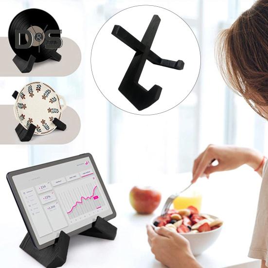 Wooden Cookbook Holder Kitchen Countertop Black Solid Wood Recipe Book Vinyl Record Plate Display Stand Desktop Decoration