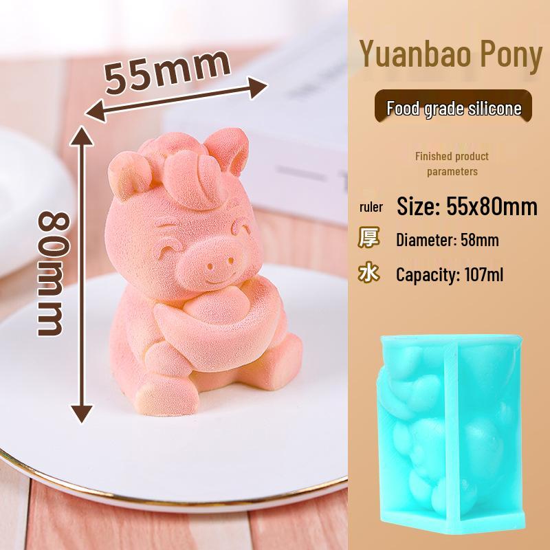 Yuanbao Horse Mousse Silicone Mold - Chocolate, Ice Cube, Dessert, Cake Decoration, Year of the Horse Baking Mold
