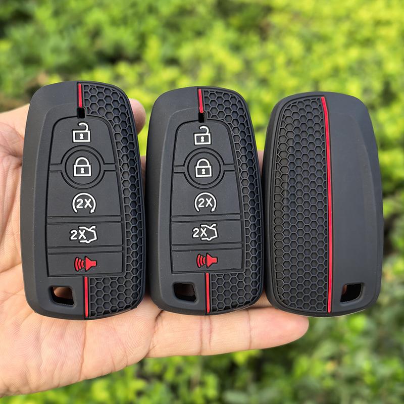 Silicone Car Remote Key Case For Ford Fusion Mustang F-150 F-250 F-350 F-450 F-550 Bronco 2018 - 2024 Cover Keyless Fob Shell