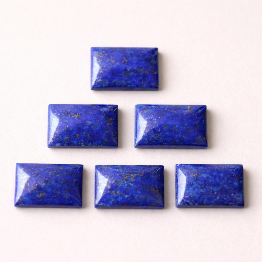 Lapis Lazuli Rectangle Cabochons – Deep Blue Natural Lapis Gemstone with Gold Flecks – Polished Cabochon Set for Jewelry Making