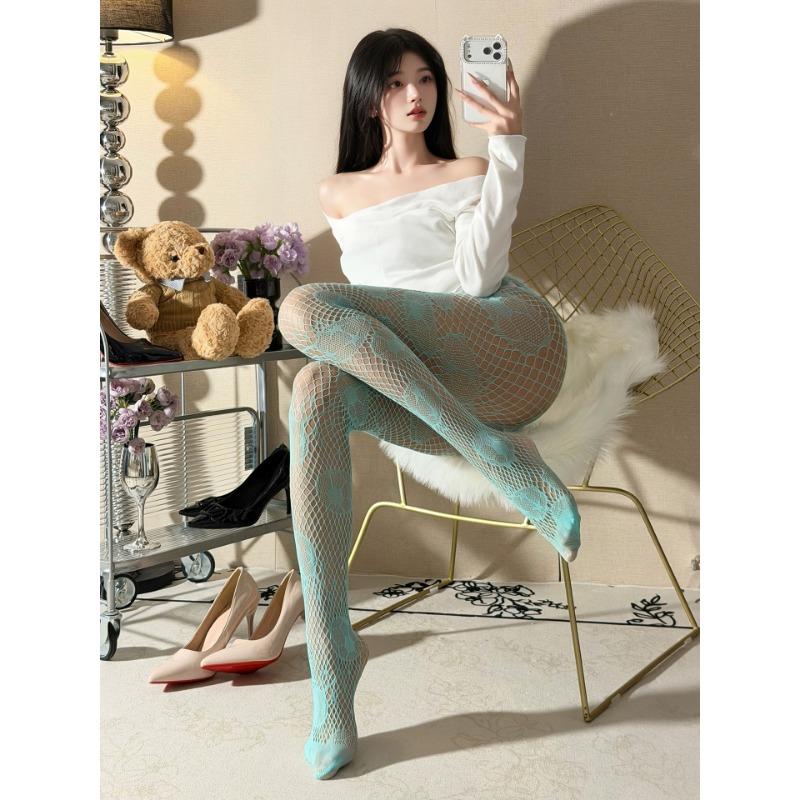 Cream White Japanese Style Cute Solid Hollow Out Ripped Thin Jk Pantyhose