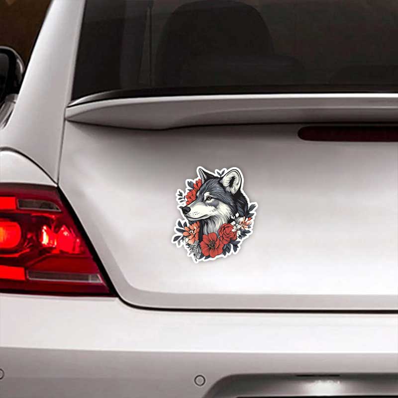 Car Stickers Flower Wolf Waterproof Vinyl Decals Auto Body Window Bumper Decor Motorcycle Helmet Stickers TM312