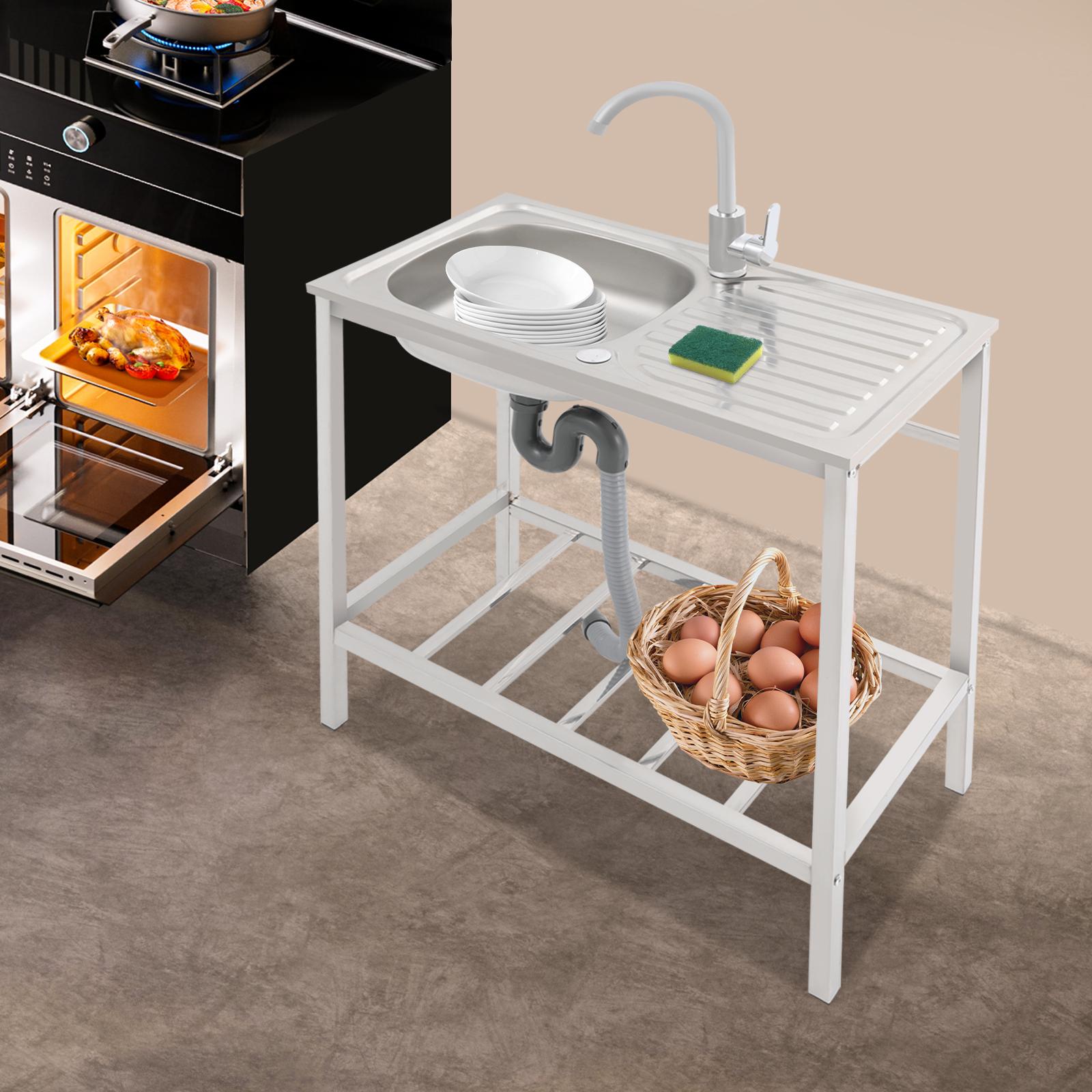 

Большая одинарная кухонная мойка, 29,5x29,5x15,7 дюйма, отдельно стоящая мойка со столешницей и нижней полкой для хранения, современная прямоугольная