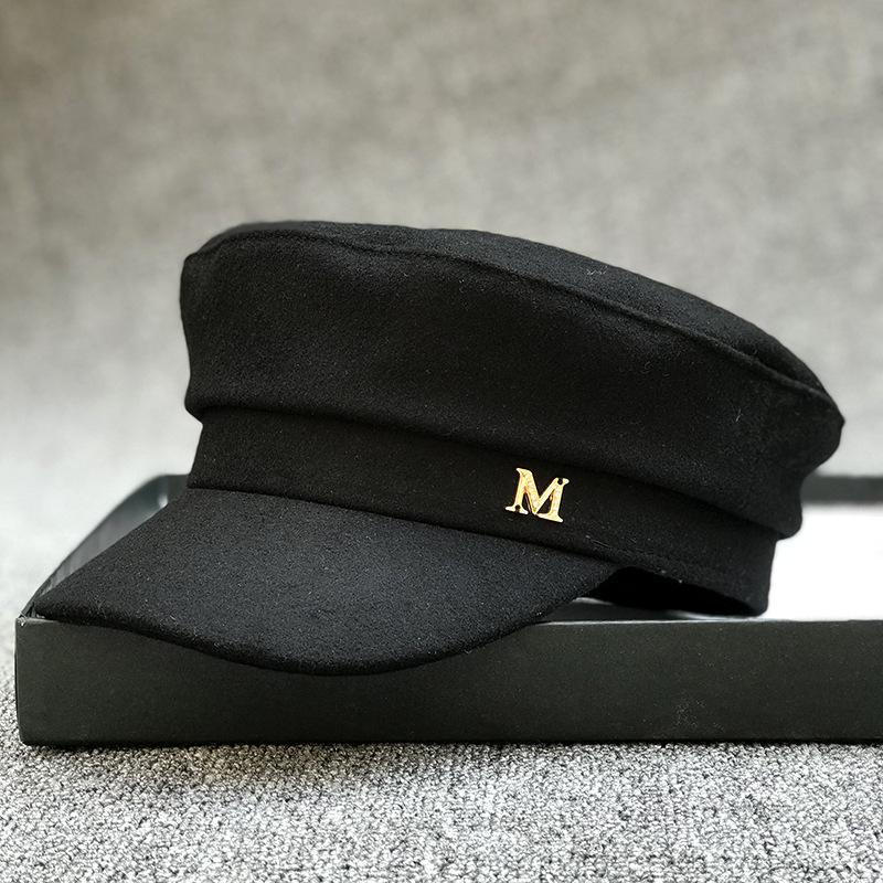 

Japanese Rhinestone M Standard Woolen Flat Top Hat Large Size Top Hat Couple Student Hat Big Head Circumference Hat Women Autumn And Winter xs54cm internal adjustment small