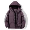 New couple three-bar padded jacket thickened hooded padded jacket sports casual jacket youth popular solid color padded jacket