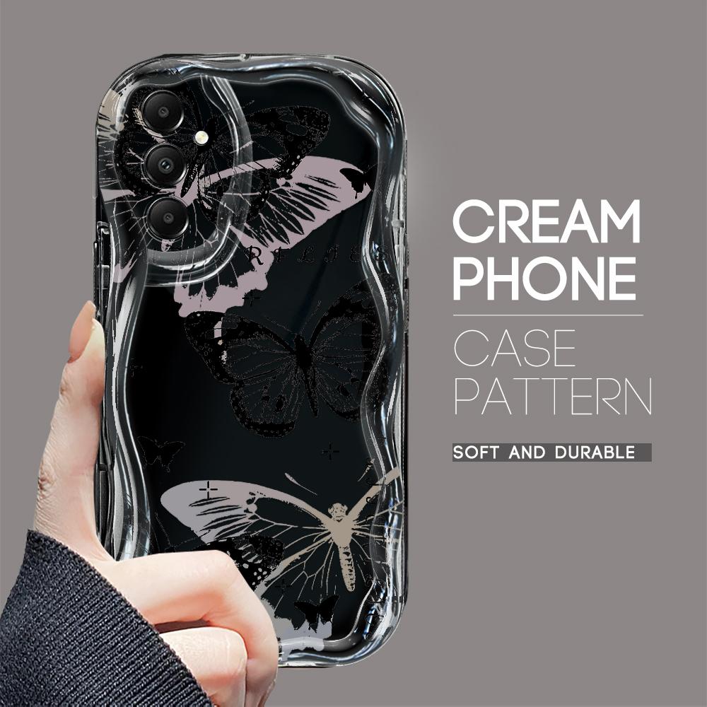 Cute Cartoon Pattern Cream Texture Casing Wavy Edge Soft Silicone Cover Phone Case for Samsung