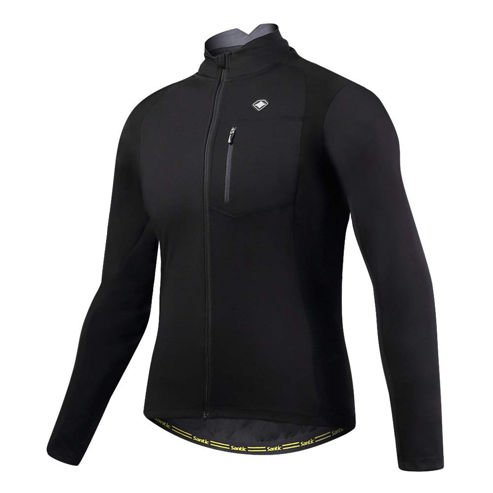 Santic Long Sleeve Cycling Windbreaker Windproof and for Fall and Size L Men's Jersey, Jacket, Cold-Resistant Winter, Black,