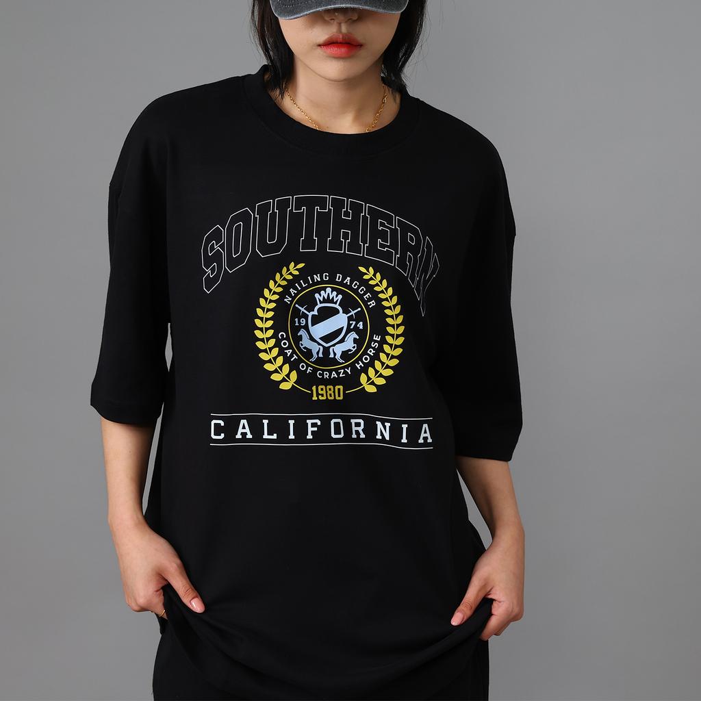 Seutailligseu Southern California Pure Cotton Oversized Short Sleeve T-Shirt 4 Colors