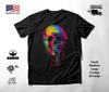 Colorful Skull Neon Graphic T-Shirt Black Unisex S-2XL