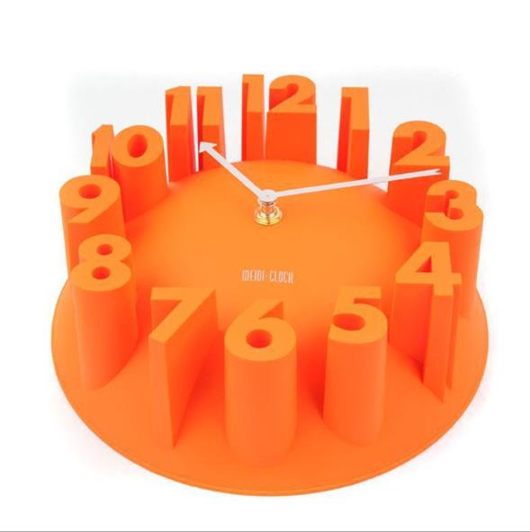 3D Модные Настенные Часы Домашний Декор Простой Стиль Электрические Часы Orange #1