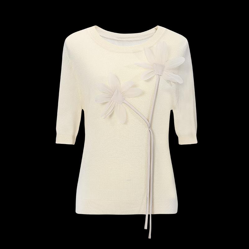 Women's Round Neck Short Sleeve Knit Top